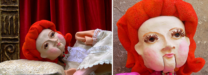 Two photos of a princess puppet
