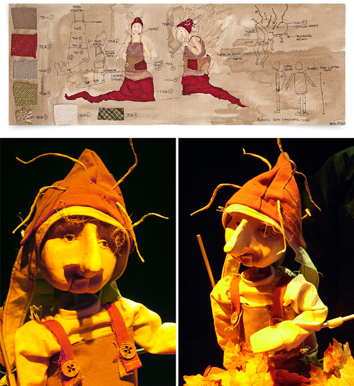 drawings and photography of autumn puppet