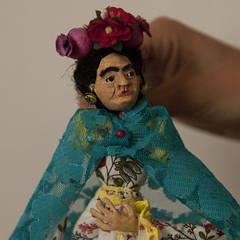 Small scale rod puppet of Frida Kahlo